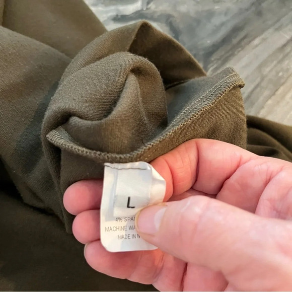 BAW Shop Army Green Fit and Flare Knit Dress Pockets Made in NYC L - Picture 6 of 10